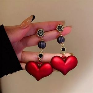 Nwot drop red heart earrings